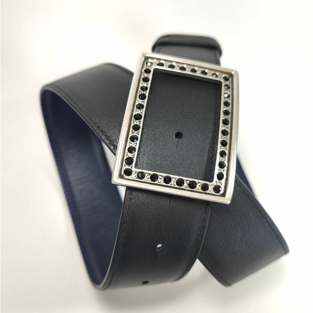 Ceinture reversible femme Noir / Marine